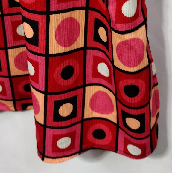 Notations Geometrical Print Button Down Shirt Womens XL Red Bobo Retro 90s Y2K - Picture 4 of 8